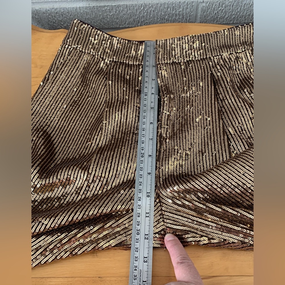 Banana Republic Wms Sz 0 Straight Leg Gold Sequin Holiday Party Pants Lined EUC - Picture 7 of 12